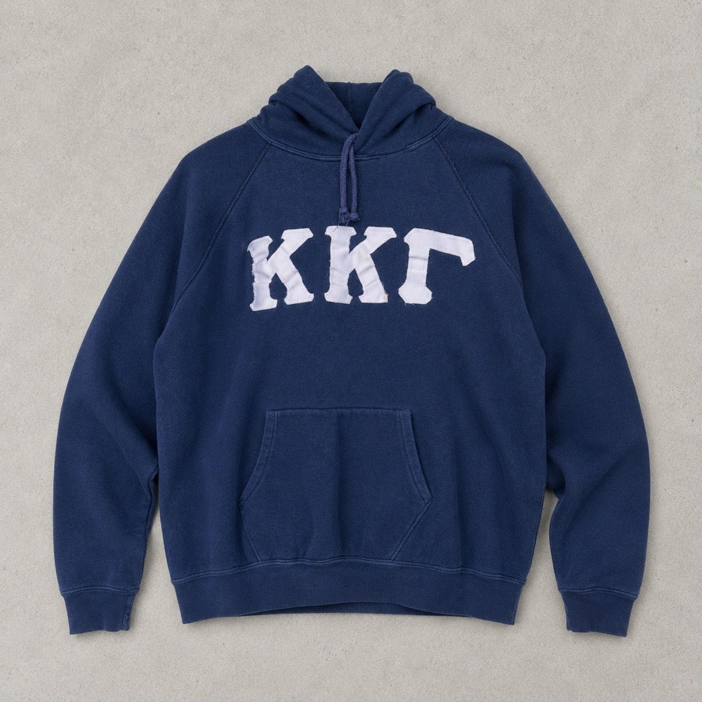 Vintage 60s KKG Sorority Fraternity Navy Blue Raglan Hoodie Distressed Size‎ M